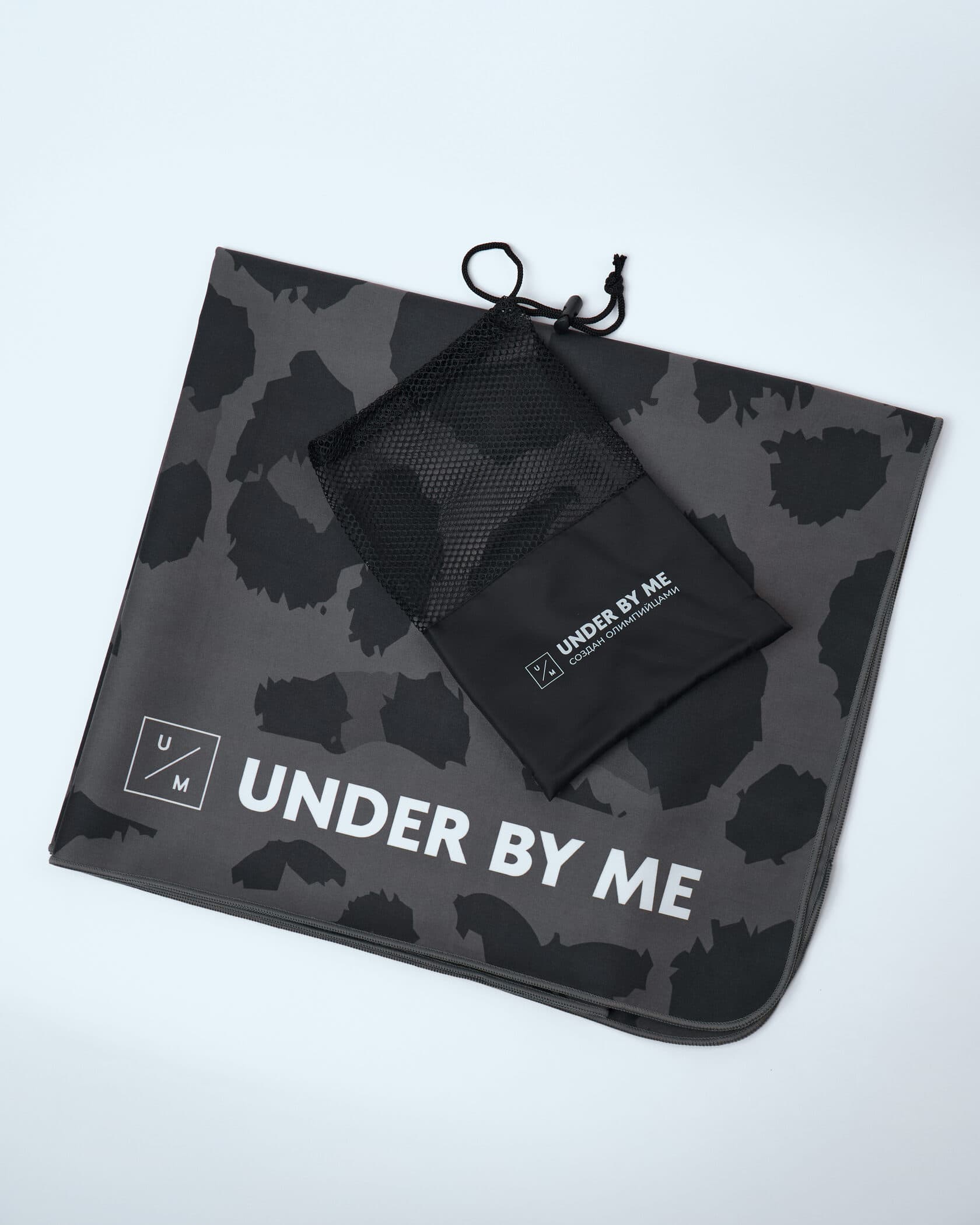 Быстросохнущее спортивное полотенце для тренировок UNDER BY ME Grey Leo 4