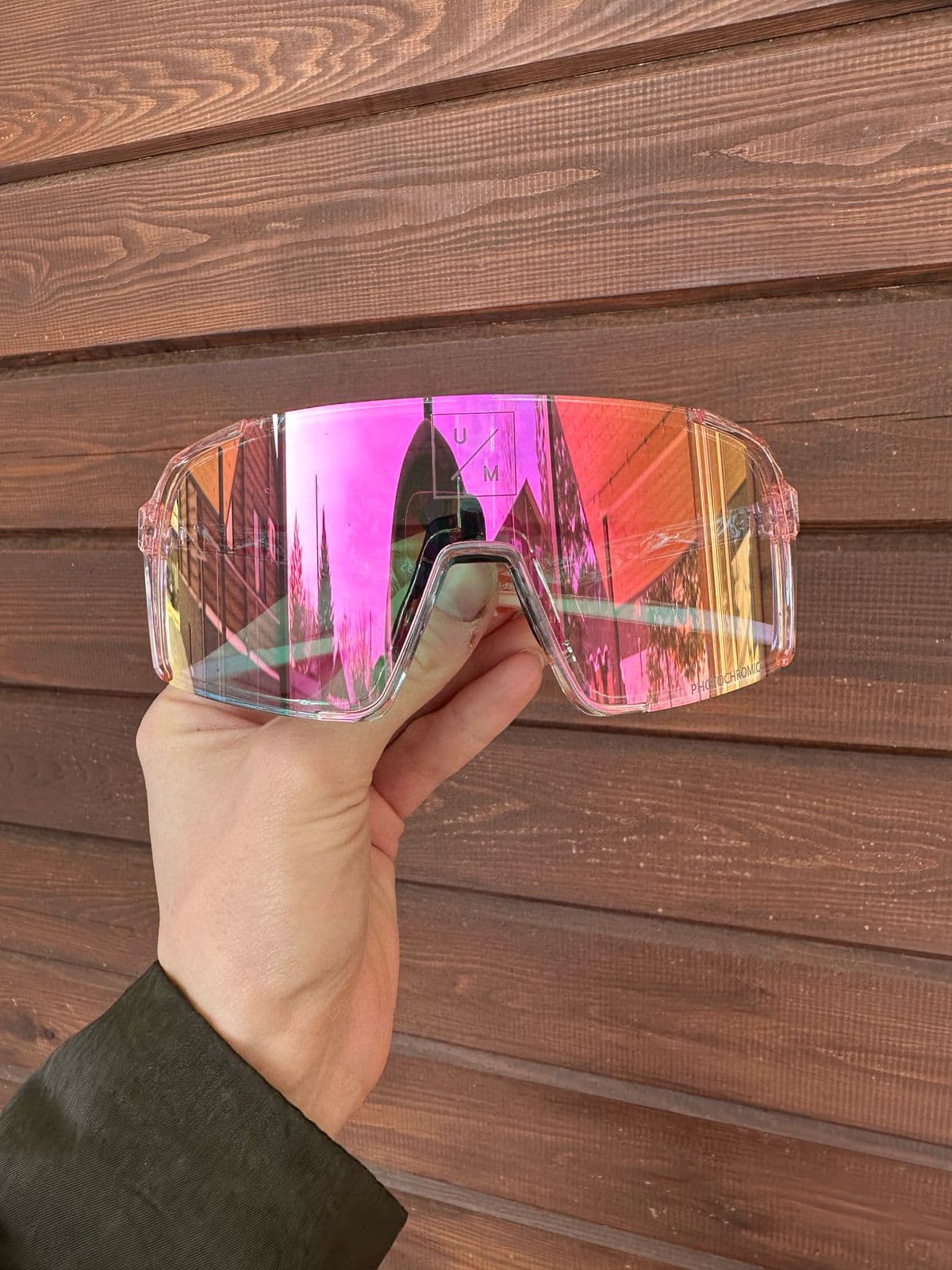 Солнцезащитные спортивные очки UNDER BY ME transparent photochromic double Pink 11